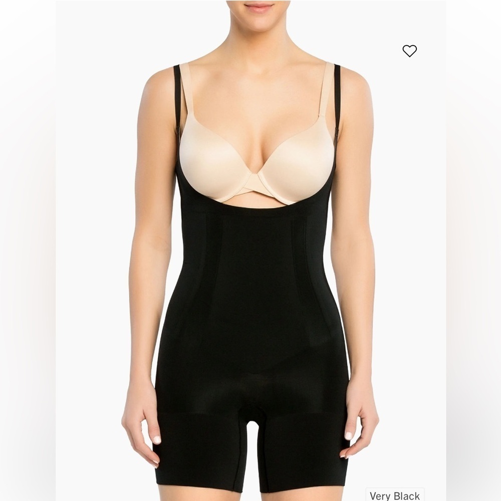 Spanx Oncore Open Bust Mid-Thigh Bodysuit Size XL Black